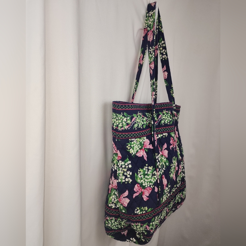 1999 Vintage Retired Vera Bradley Return to Happiness Navy Pink Bows Large Tote - Picture 6 of 16